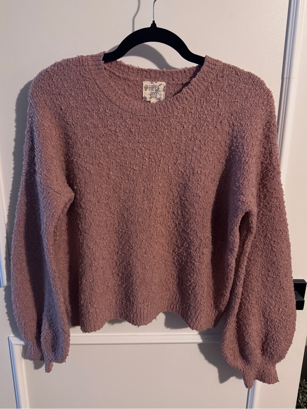 Hippie Rose Dusty Mauve Textured Crewneck Sweater